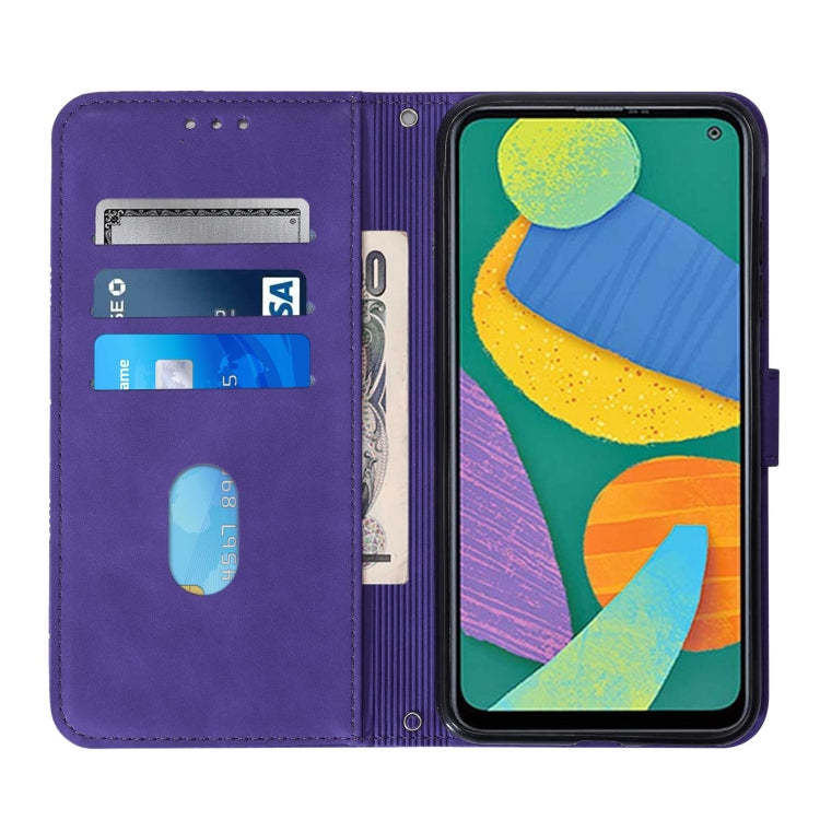 For Samsung Galaxy F52 5G Crossbody 3D Embossed Flip Leather Phone Case