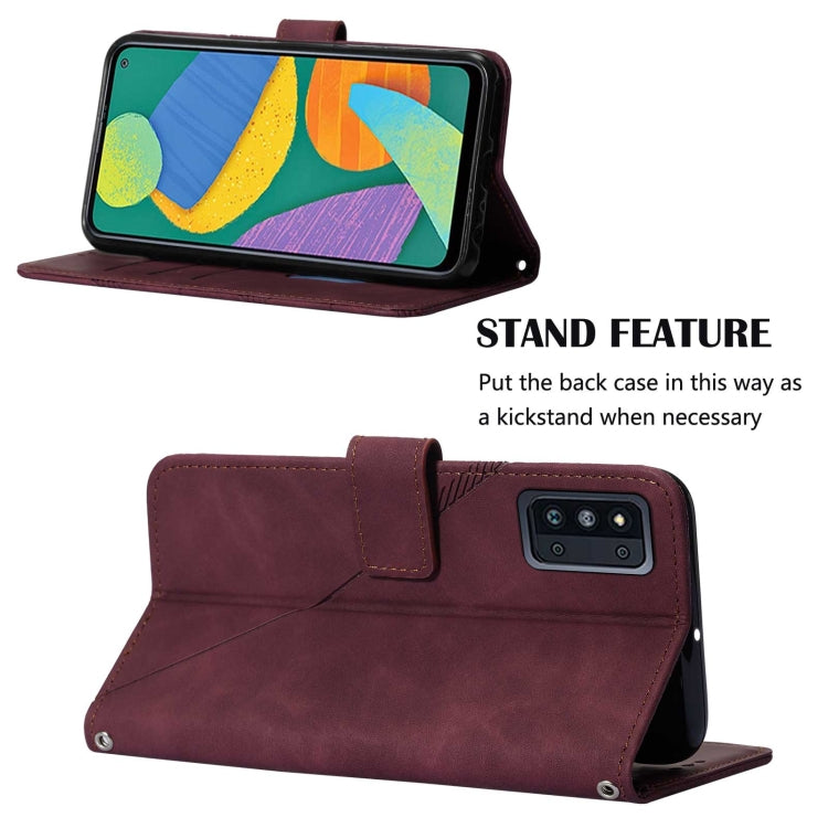 For Samsung Galaxy F52 5G Crossbody 3D Embossed Flip Leather Phone Case