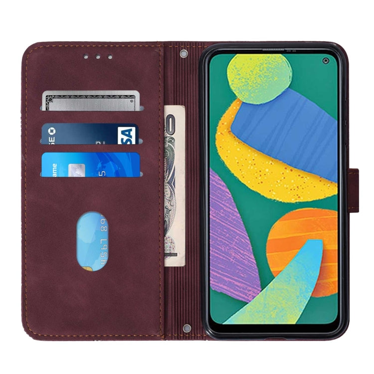For Samsung Galaxy F52 5G Crossbody 3D Embossed Flip Leather Phone Case