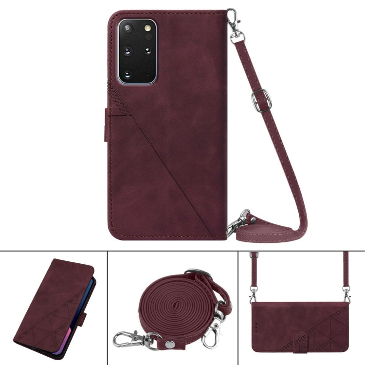 For Samsung Galaxy S20+ Crossbody 3D Embossed Flip Leather Phone Case