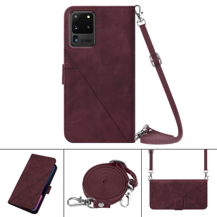 For Samsung Galaxy S20 Ultra Crossbody 3D Embossed Flip Leather Phone Case