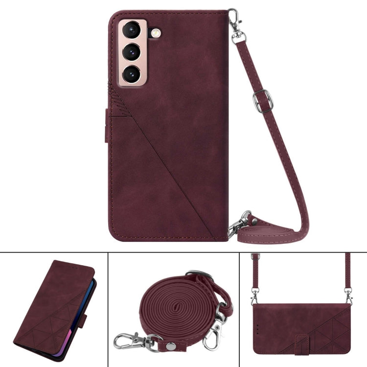 For Samsung Galaxy S21 5G Crossbody 3D Embossed Flip Leather Phone Case