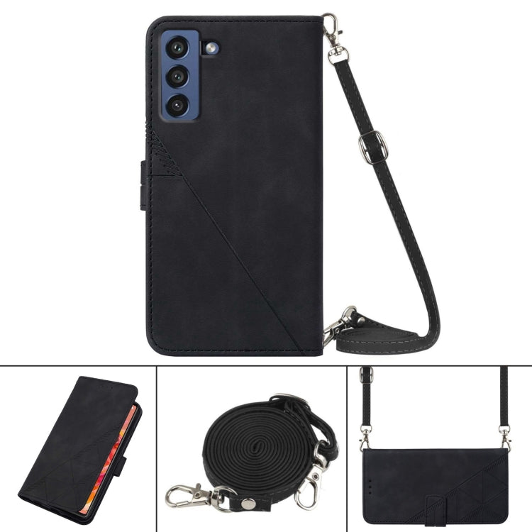 For Samsung Galaxy S21 FE 5G Crossbody 3D Embossed Flip Leather Phone Case