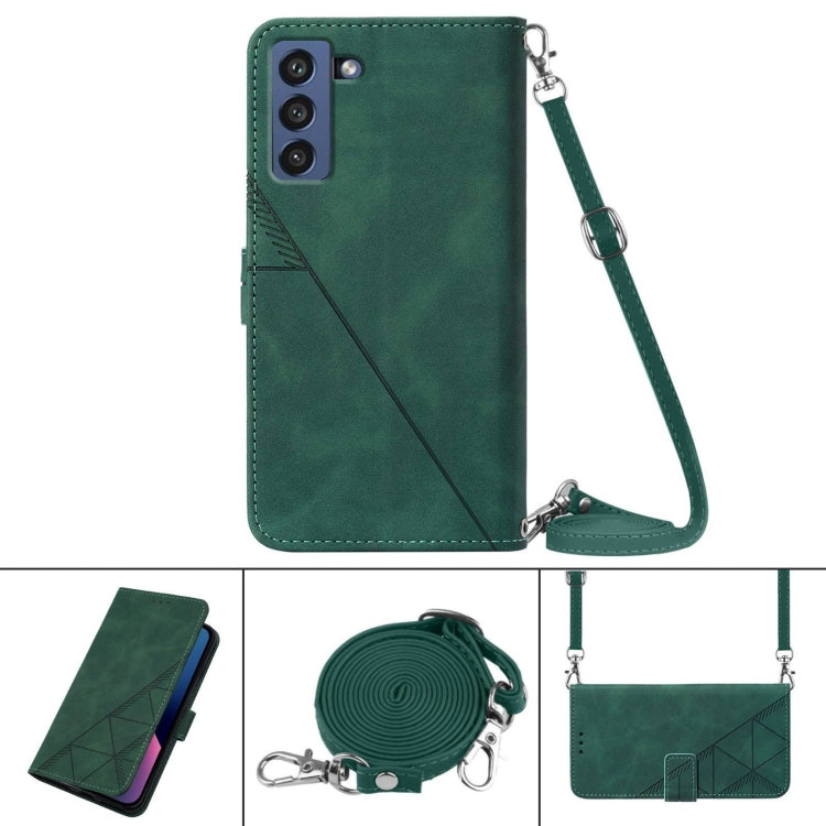 For Samsung Galaxy S21 FE 5G Crossbody 3D Embossed Flip Leather Phone Case
