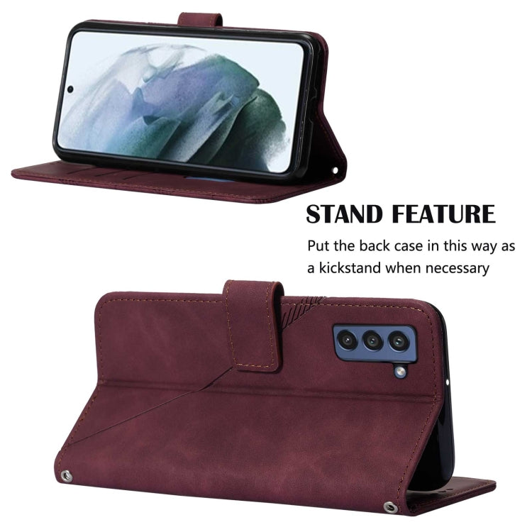 For Samsung Galaxy S21 FE 5G Crossbody 3D Embossed Flip Leather Phone Case