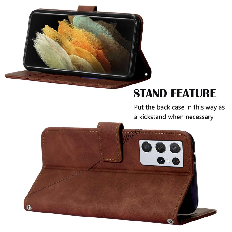 For Samsung Galaxy S21 Ultra 5G Crossbody 3D Embossed Flip Leather Phone Case