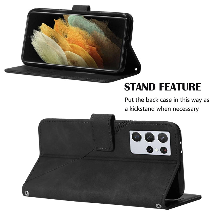 For Samsung Galaxy S21 Ultra 5G Crossbody 3D Embossed Flip Leather Phone Case