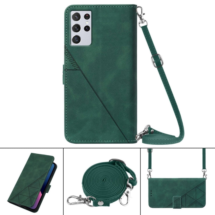 For Samsung Galaxy S21 Ultra 5G Crossbody 3D Embossed Flip Leather Phone Case
