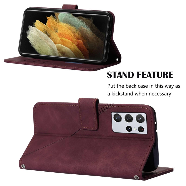 For Samsung Galaxy S21 Ultra 5G Crossbody 3D Embossed Flip Leather Phone Case