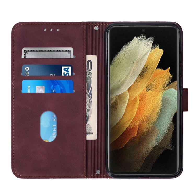 For Samsung Galaxy S21 Ultra 5G Crossbody 3D Embossed Flip Leather Phone Case
