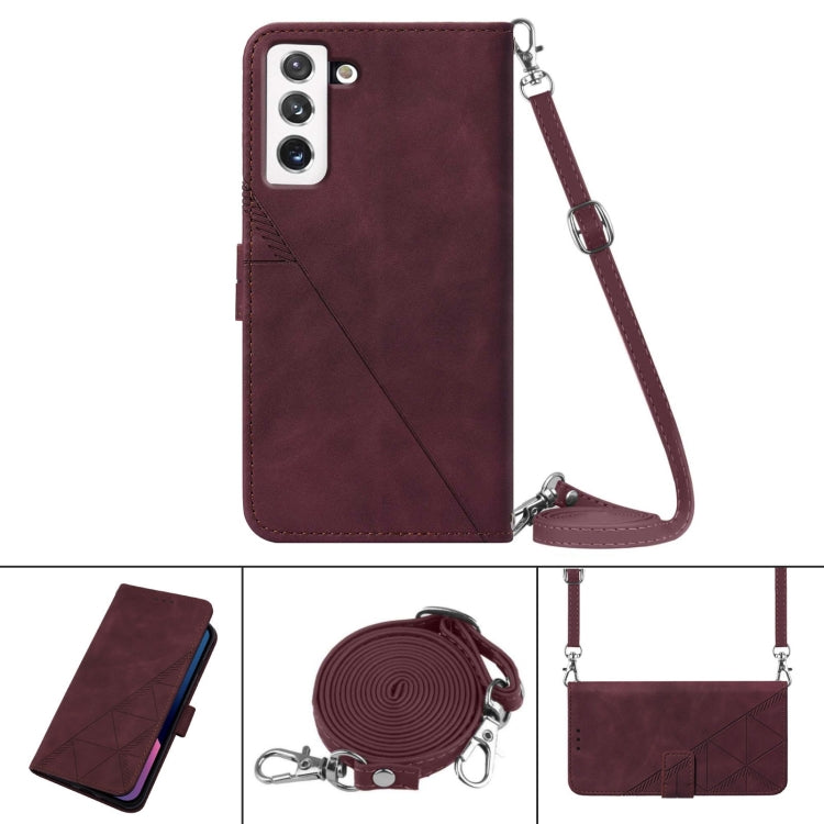 For Samsung Galaxy S22 5G Crossbody 3D Embossed Flip Leather Phone Case
