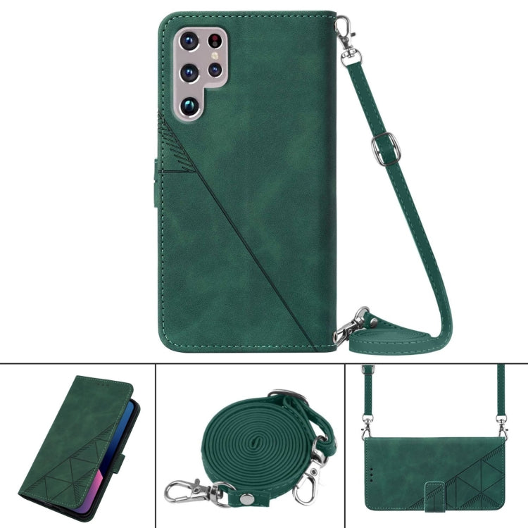 For Samsung Galaxy S22 Ultra 5G Crossbody 3D Embossed Flip Leather Phone Case