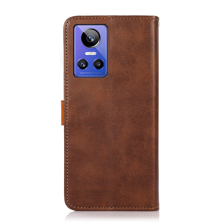 For OPPO Realme GT Neo3 KHAZNEH Dual-color Cowhide Texture Flip Leather Phone Case