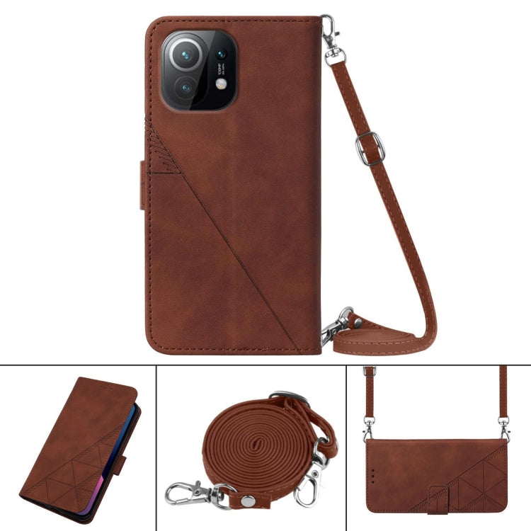 For Xiaomi Mi 11 Crossbody 3D Embossed Flip Leather Phone Case