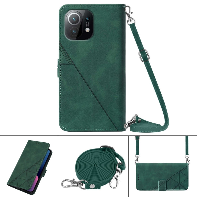 For Xiaomi Mi 11 Crossbody 3D Embossed Flip Leather Phone Case