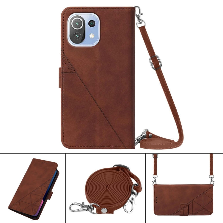 For Xiaomi Mi 11 Lite Crossbody 3D Embossed Flip Leather Phone Case
