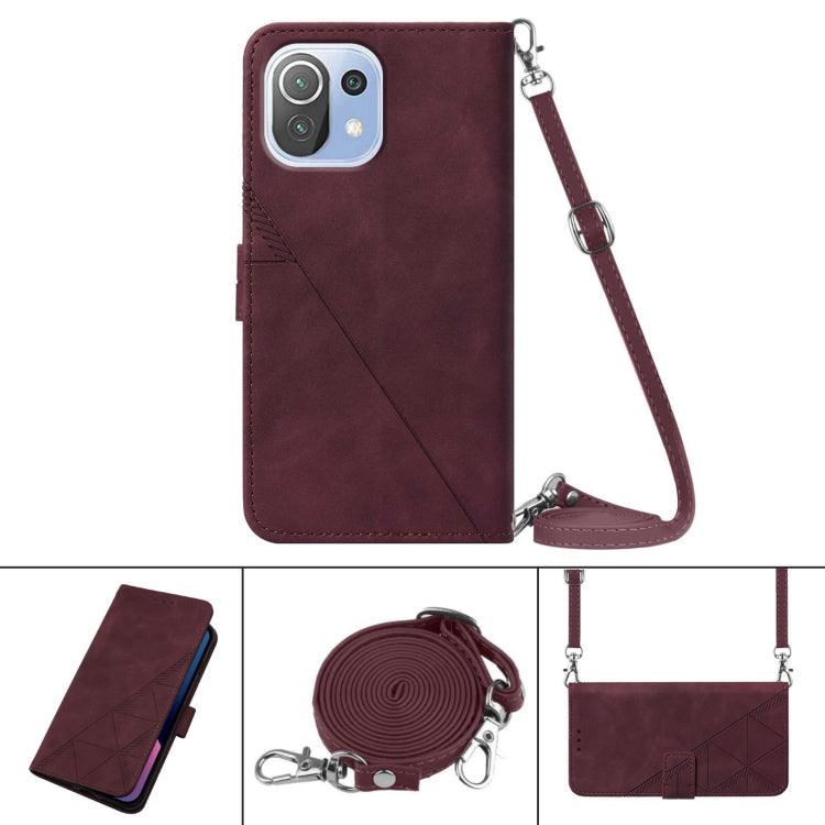 For Xiaomi Mi 11 Lite Crossbody 3D Embossed Flip Leather Phone Case