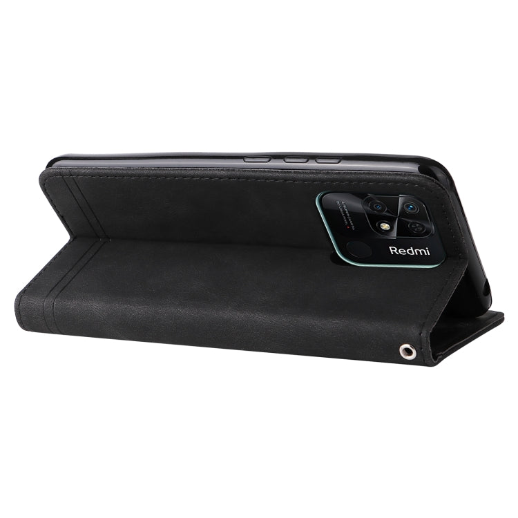 For Xiaomi Redmi 10C 4G / Redmi 10 India Version Skin Feel Life Tree Metal Button Leather Phone Case