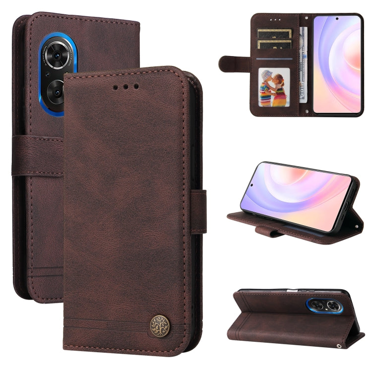 For Honor 50 SE / nova 9 SE Skin Feel Life Tree Metal Button Leather Phone Case