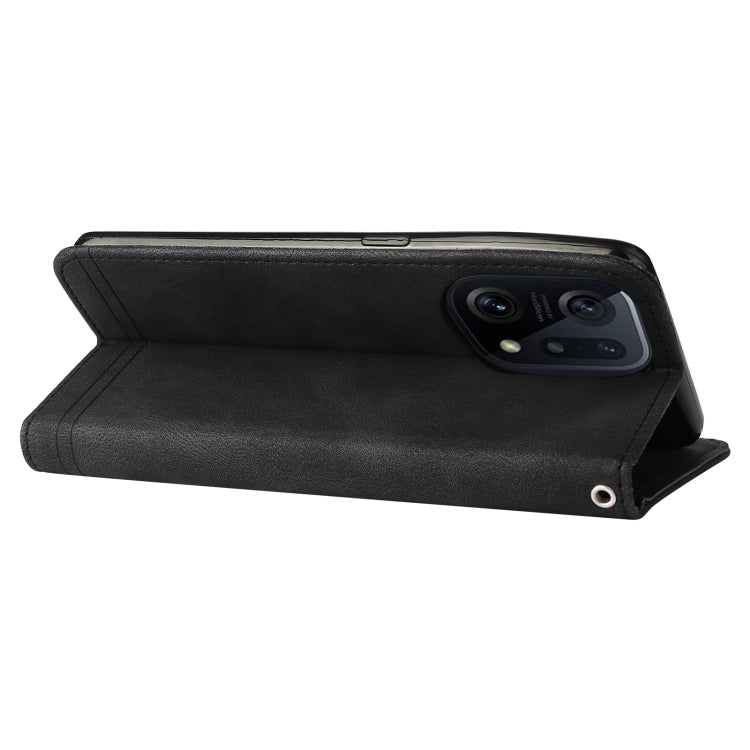 For OPPO Find X5 Pro Skin Feel Life Tree Metal Button Leather Phone Case