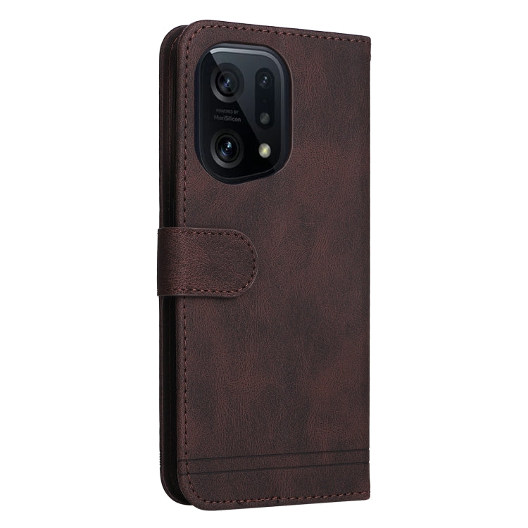 For OPPO Find X5 Pro Skin Feel Life Tree Metal Button Leather Phone Case