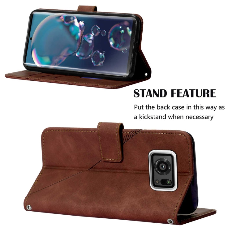 For Sharp Aquos R6 Crossbody 3D Embossed Flip Leather Phone Case