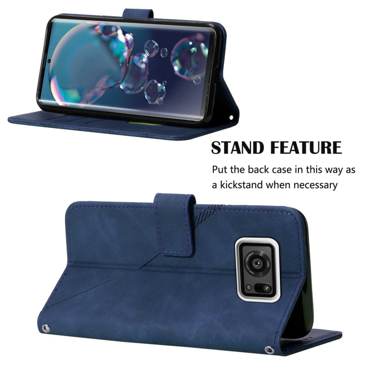 For Sharp Aquos R6 Crossbody 3D Embossed Flip Leather Phone Case