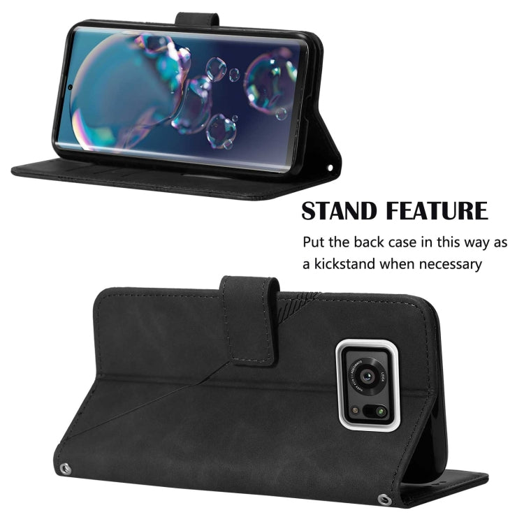 For Sharp Aquos R6 Crossbody 3D Embossed Flip Leather Phone Case