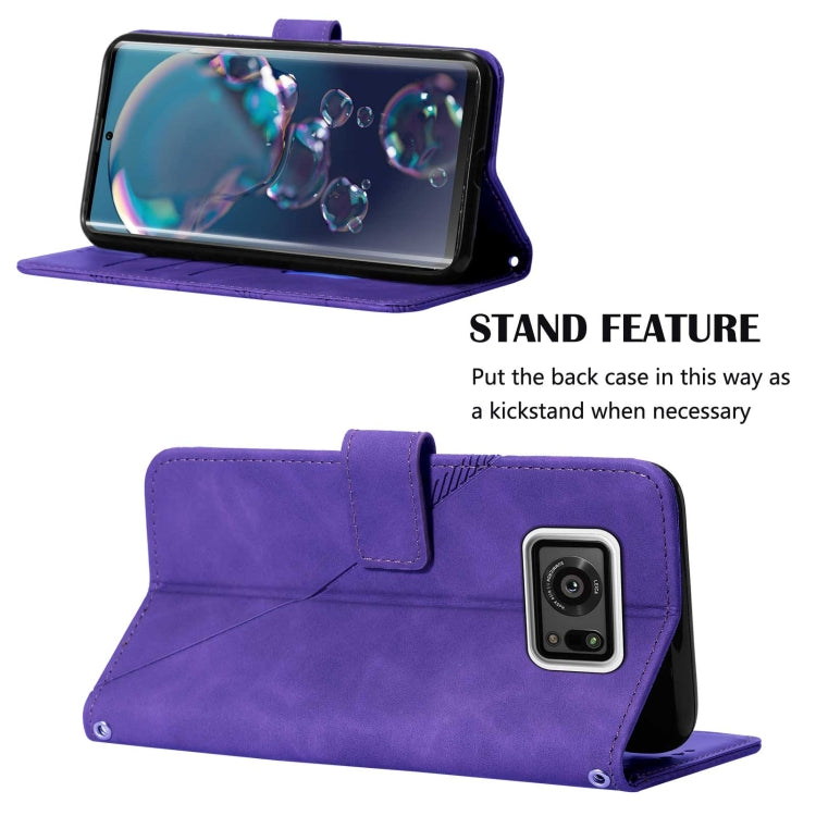 For Sharp Aquos R6 Crossbody 3D Embossed Flip Leather Phone Case