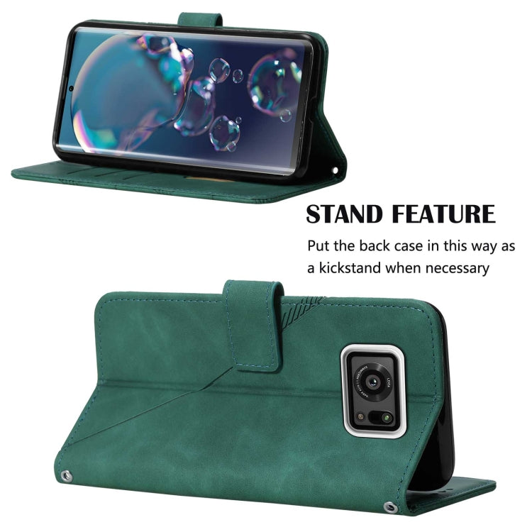For Sharp Aquos R6 Crossbody 3D Embossed Flip Leather Phone Case