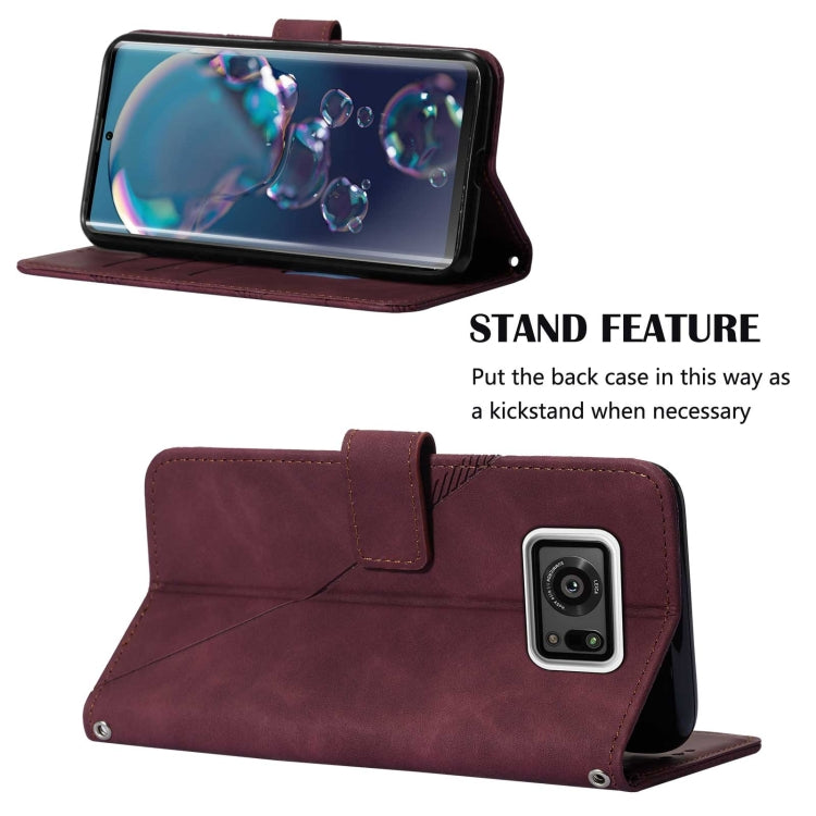 For Sharp Aquos R6 Crossbody 3D Embossed Flip Leather Phone Case