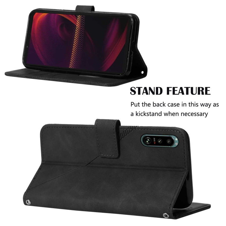 For Sony Xperia 5 III Crossbody 3D Embossed Flip Leather Phone Case