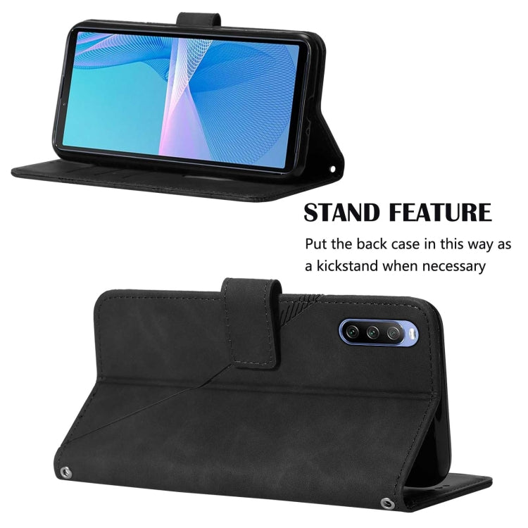 For Sony Xperia 10 III Crossbody 3D Embossed Flip Leather Phone Case