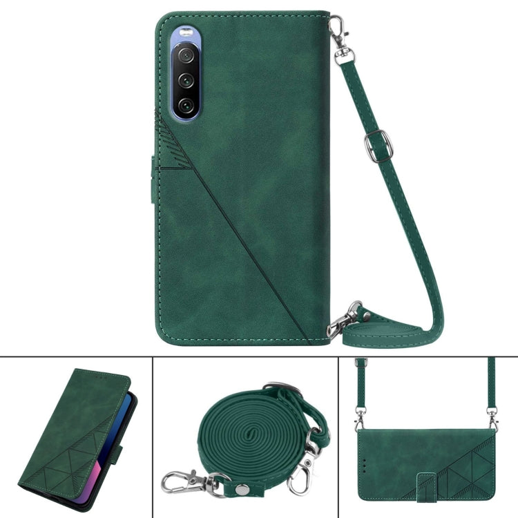 For Sony Xperia 10 III Crossbody 3D Embossed Flip Leather Phone Case