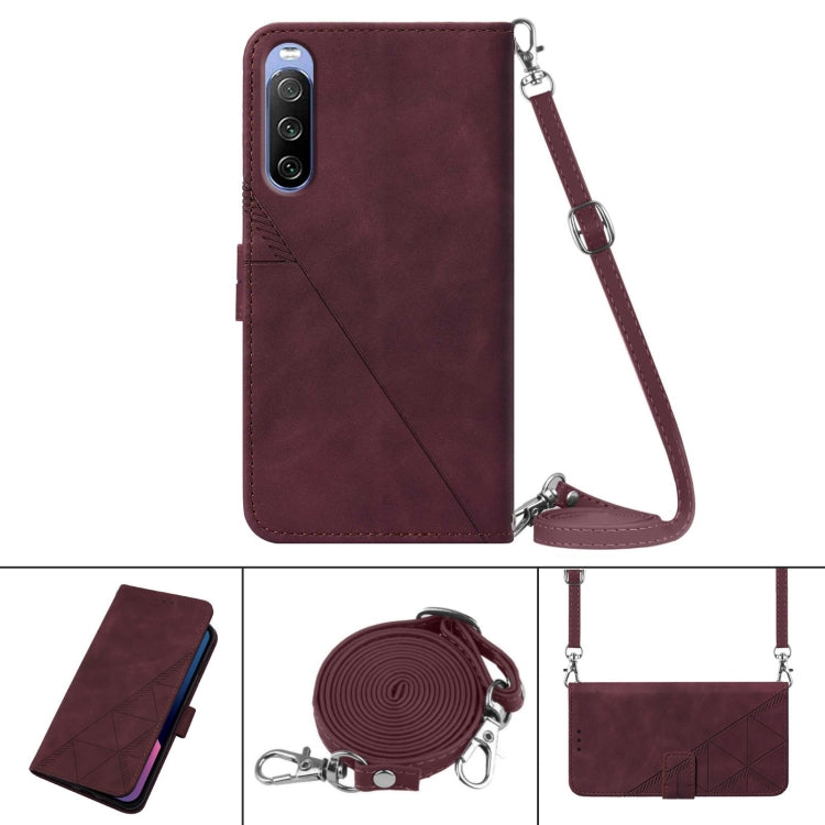 For Sony Xperia 10 III Crossbody 3D Embossed Flip Leather Phone Case