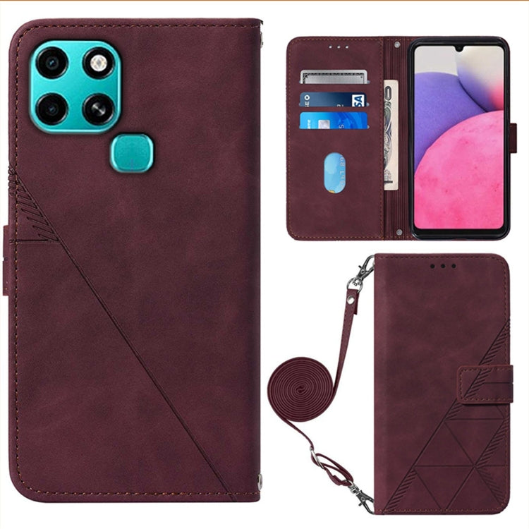 For Infinix Smart 6 Crossbody 3D Embossed Flip Leather Phone Case