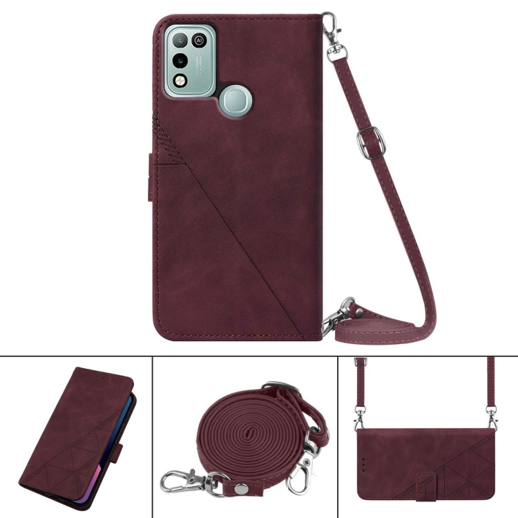 For Infinix Hot 10 Play Crossbody 3D Embossed Flip Leather Phone Case
