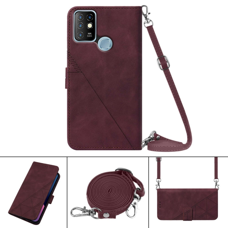 For Infinix Hot 10 X682 Crossbody 3D Embossed Flip Leather Phone Case