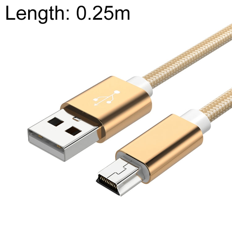5 PCS Mini USB to USB A Woven Data / Charge Cable for MP3, Camera, Car DVR, Length:0.25m