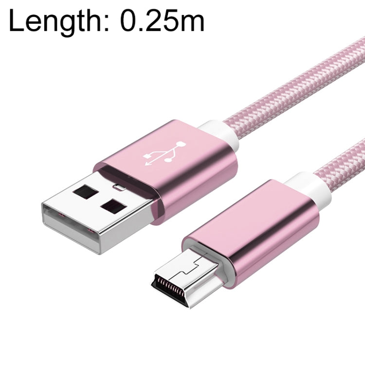 5 PCS Mini USB to USB A Woven Data / Charge Cable for MP3, Camera, Car DVR, Length:0.25m