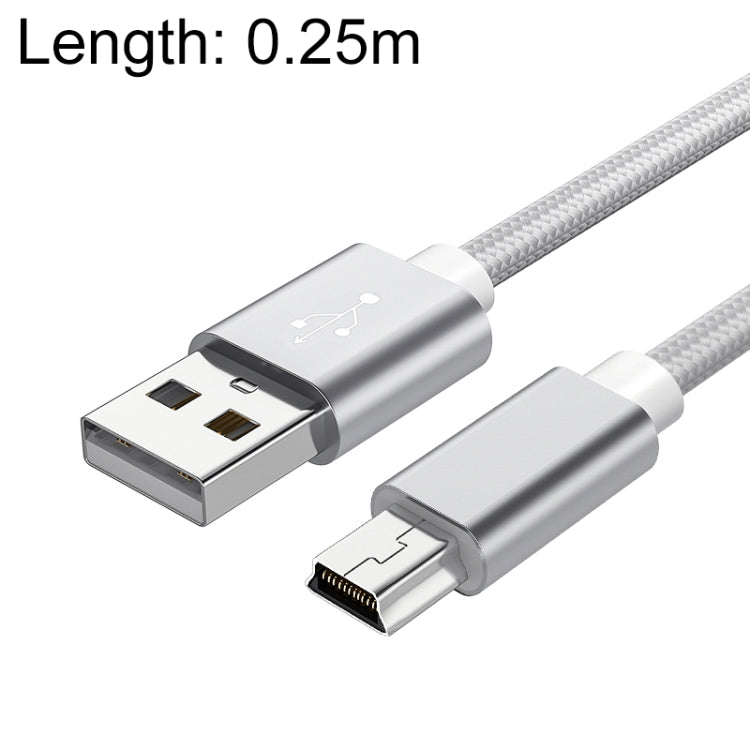 5 PCS Mini USB to USB A Woven Data / Charge Cable for MP3, Camera, Car DVR, Length:0.25m