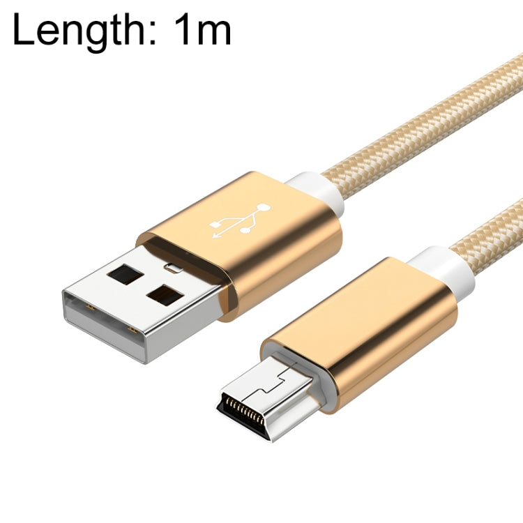 5 PCS Mini USB to USB A Woven Data / Charge Cable for MP3, Camera, Car DVR, Length:1m
