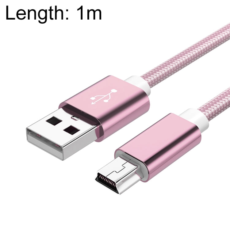 5 PCS Mini USB to USB A Woven Data / Charge Cable for MP3, Camera, Car DVR, Length:1m