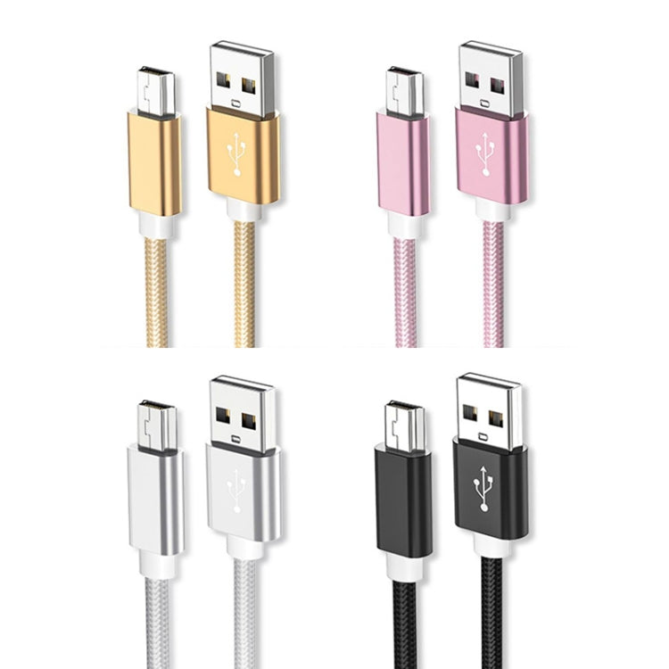 5 PCS Mini USB to USB A Woven Data / Charge Cable for MP3, Camera, Car DVR, Length:1m