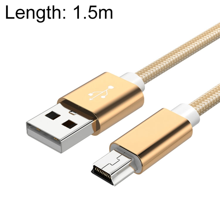 5 PCS Mini USB to USB A Woven Data / Charge Cable for MP3, Camera, Car DVR, Length:1.5m