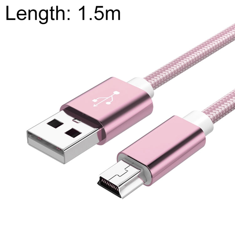 5 PCS Mini USB to USB A Woven Data / Charge Cable for MP3, Camera, Car DVR, Length:1.5m