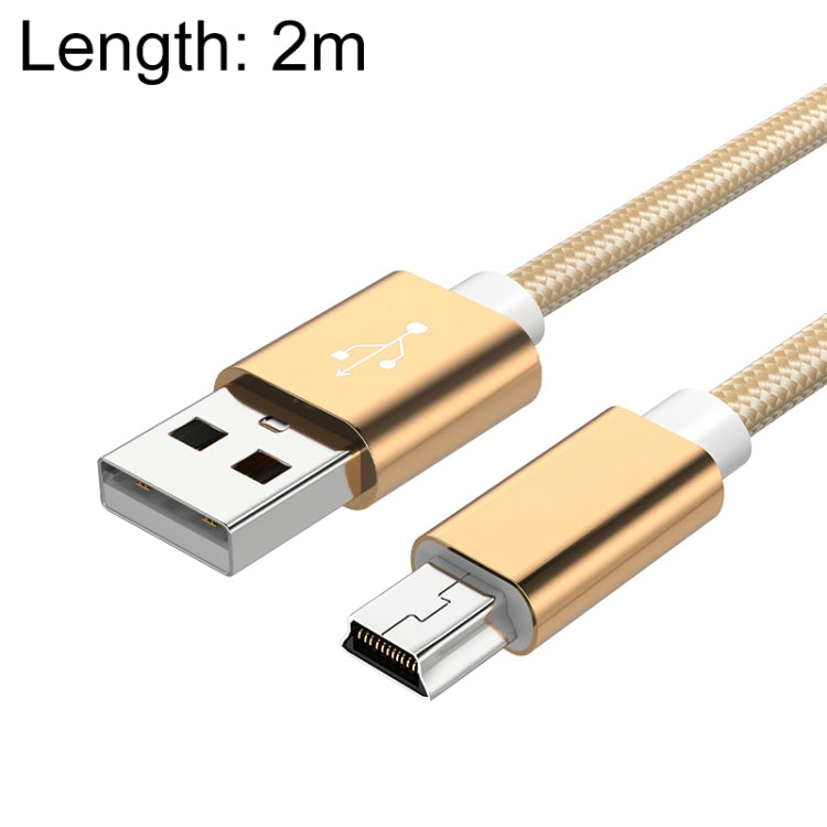 5 PCS Mini USB to USB A Woven Data / Charge Cable for MP3, Camera, Car DVR, Length:2m