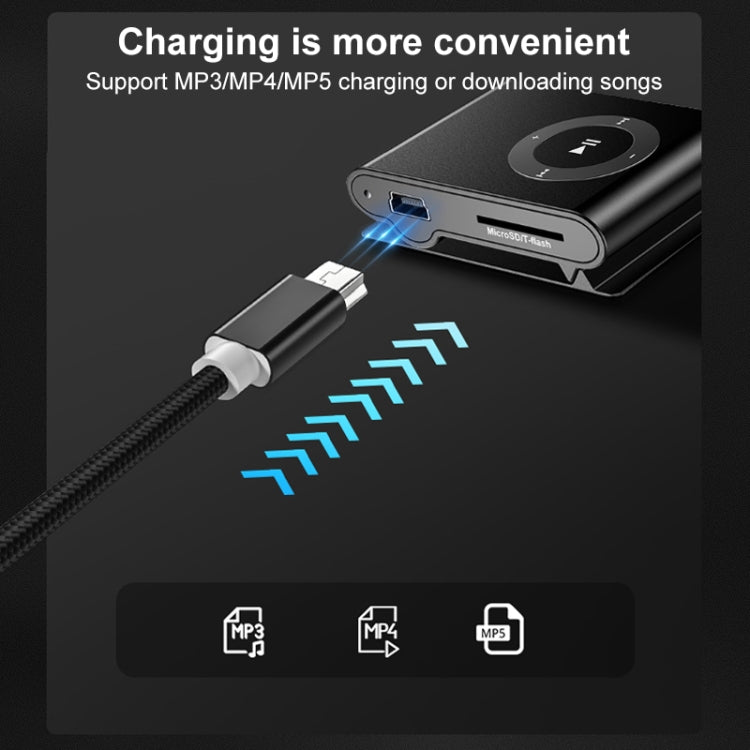5 PCS Mini USB to USB A Woven Data / Charge Cable for MP3, Camera, Car DVR, Length:2m