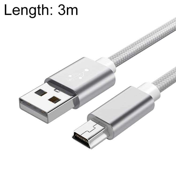 5 PCS Mini USB to USB A Woven Data / Charge Cable for MP3, Camera, Car DVR, Length:3m