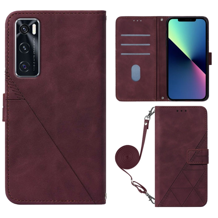 For vivo V20 SE Crossbody 3D Embossed Flip Leather Phone Case